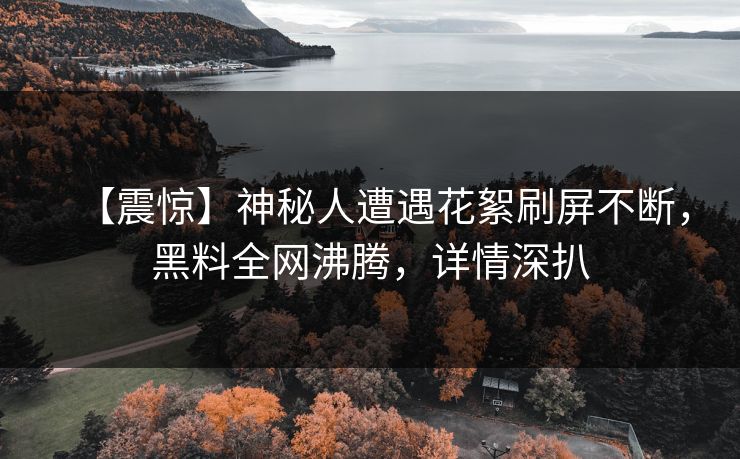 【震惊】神秘人遭遇花絮刷屏不断，黑料全网沸腾，详情深扒