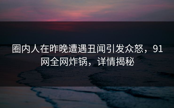 圈内人在昨晚遭遇丑闻引发众怒，91网全网炸锅，详情揭秘