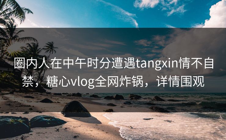圈内人在中午时分遭遇tangxin情不自禁，糖心vlog全网炸锅，详情围观